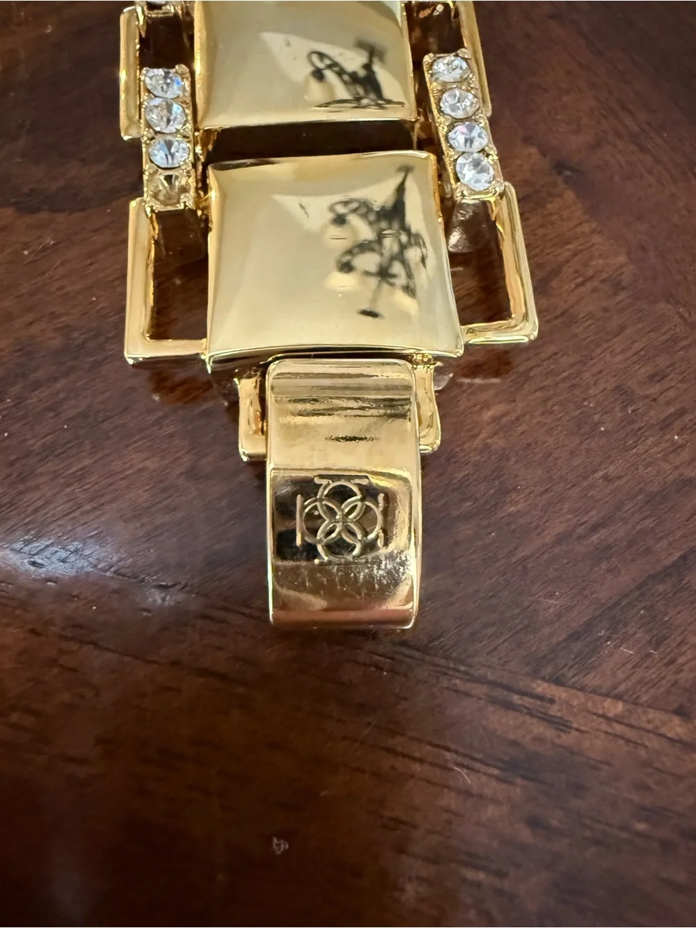 Ann Taylor Gold Toned Link Bracelet with Crystal Accents